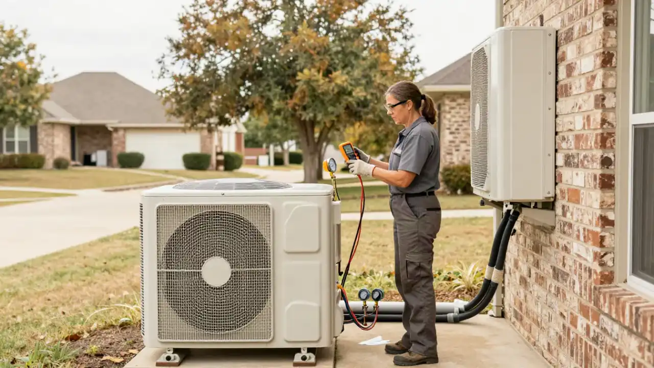 Remote and Thermostat Communication Faults in Rosenberg, Texas: HVAC technician uses a multimeter to check the low-voltage